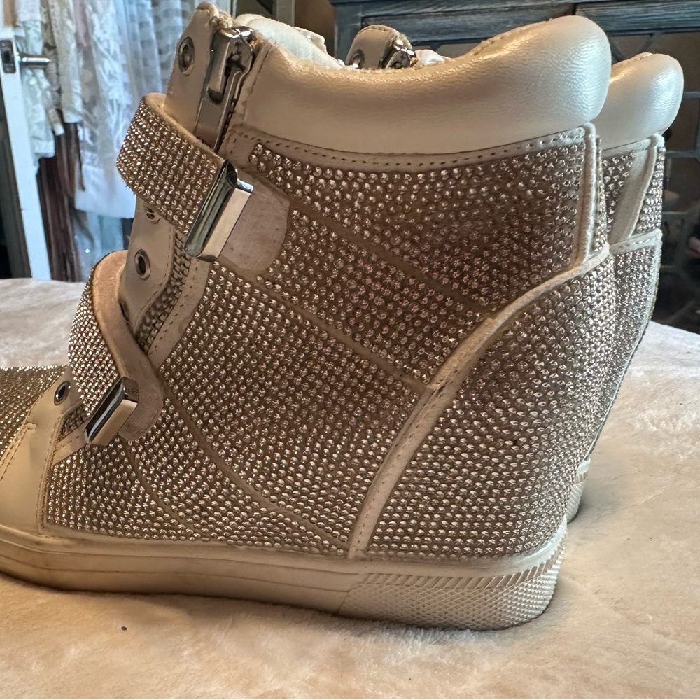 INC International Concepts Women's Gold Wedge Sneakers